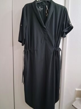 Royal Robbins Black Midi Wrap-Tie Dress